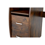 Bureau d'ordinateur en bois massif, table de bureau avec roulette pour PC, étagères de rangement et classeur, deux tiroirs, support pour unité centrale, une étagère.